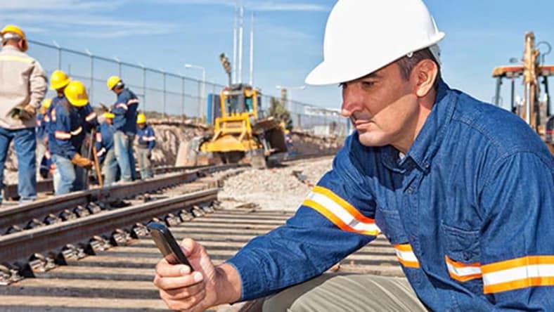 Engineer at a rail construction site