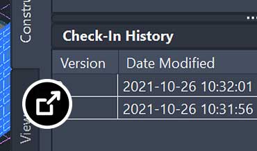 3D drawing with version history menu opened