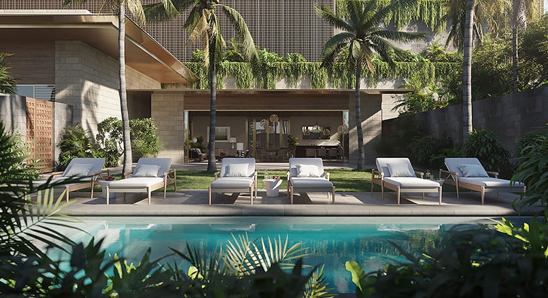 Poolside view of Hawaiian resort