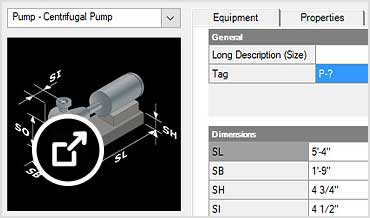 3D plant layout with Create Equipment and Assign Tab panels open